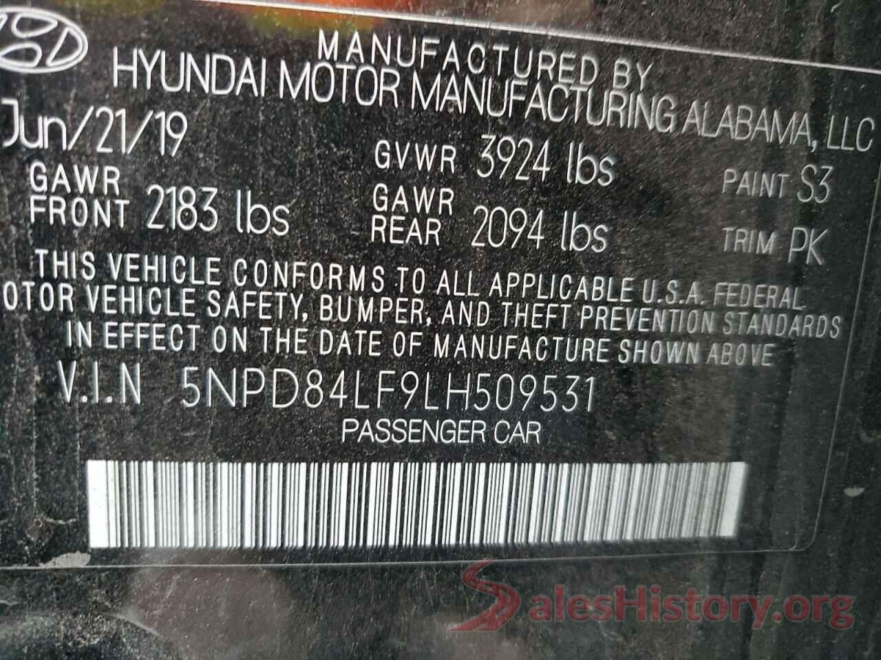 5NPD84LF9LH509531 2020 HYUNDAI ELANTRA