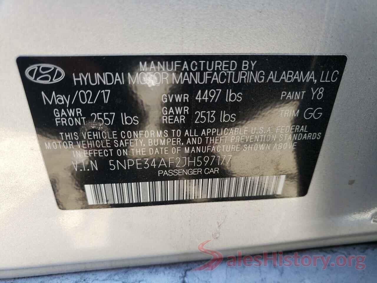 5NPE34AF2JH597177 2018 HYUNDAI SONATA