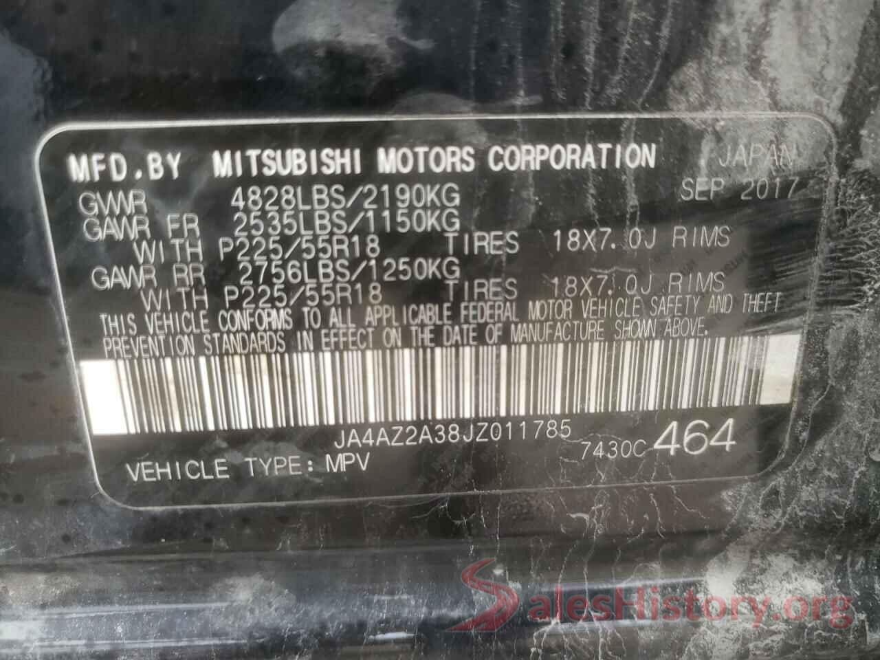 JA4AZ2A38JZ011785 2018 MITSUBISHI OUTLANDER