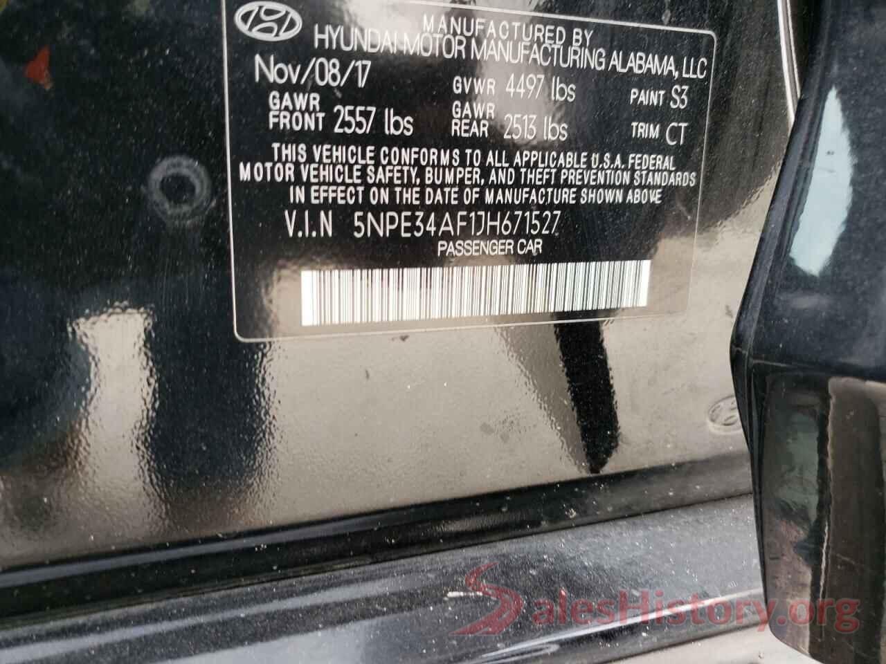 5NPE34AF1JH671527 2018 HYUNDAI SONATA