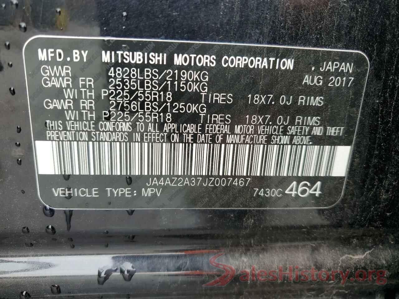 JA4AZ2A37JZ007467 2018 MITSUBISHI OUTLANDER