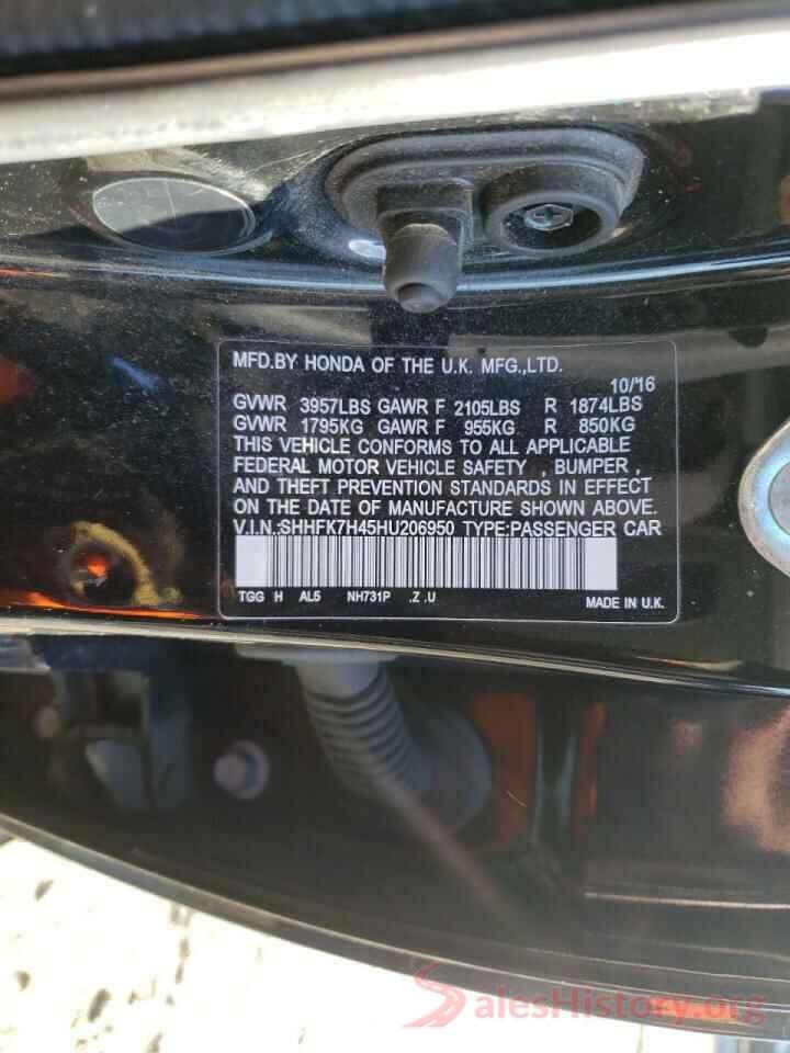 SHHFK7H45HU206950 2017 HONDA CIVIC