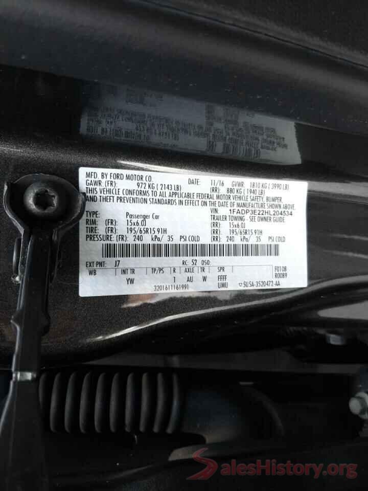 1FADP3E22HL204534 2017 FORD FOCUS