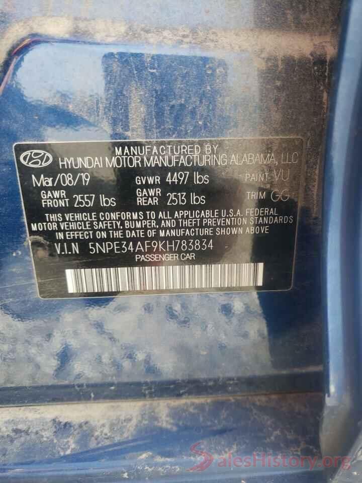 5NPE34AF9KH783834 2019 HYUNDAI SONATA