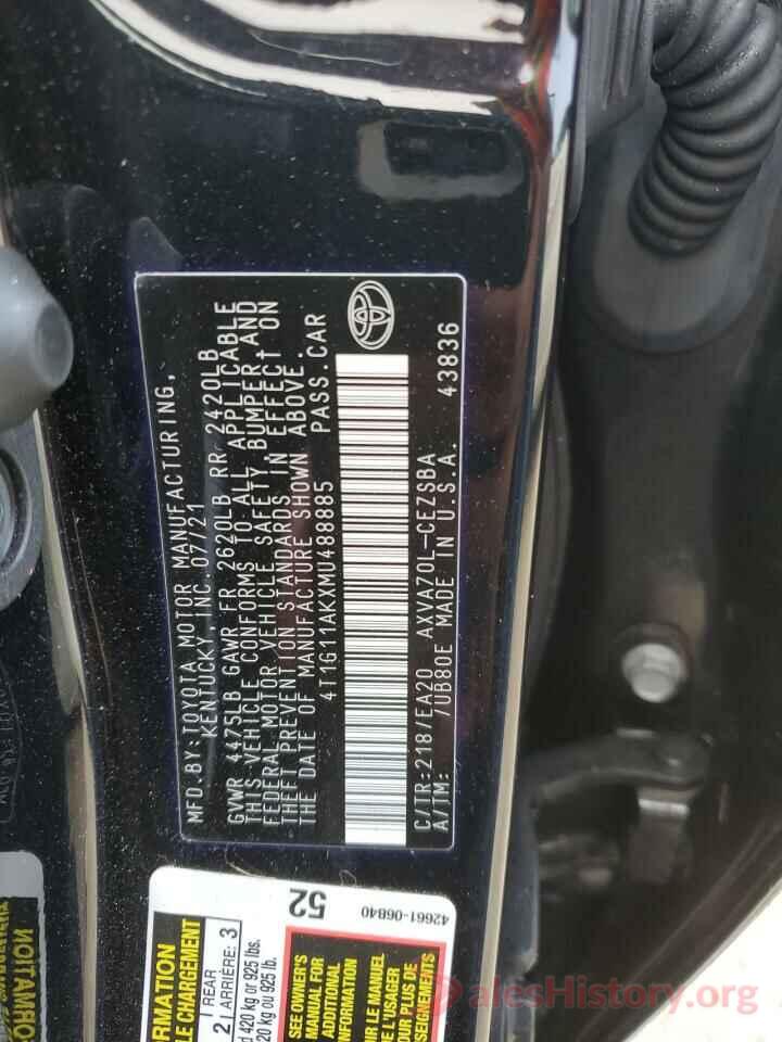 4T1G11AKXMU488885 2021 TOYOTA CAMRY