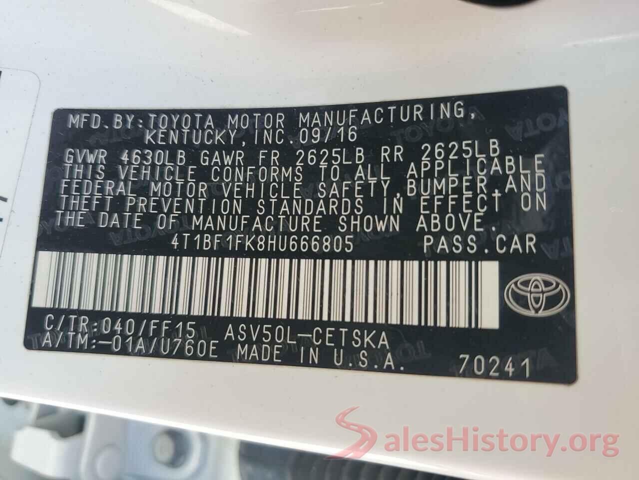 4T1BF1FK8HU666805 2017 TOYOTA CAMRY