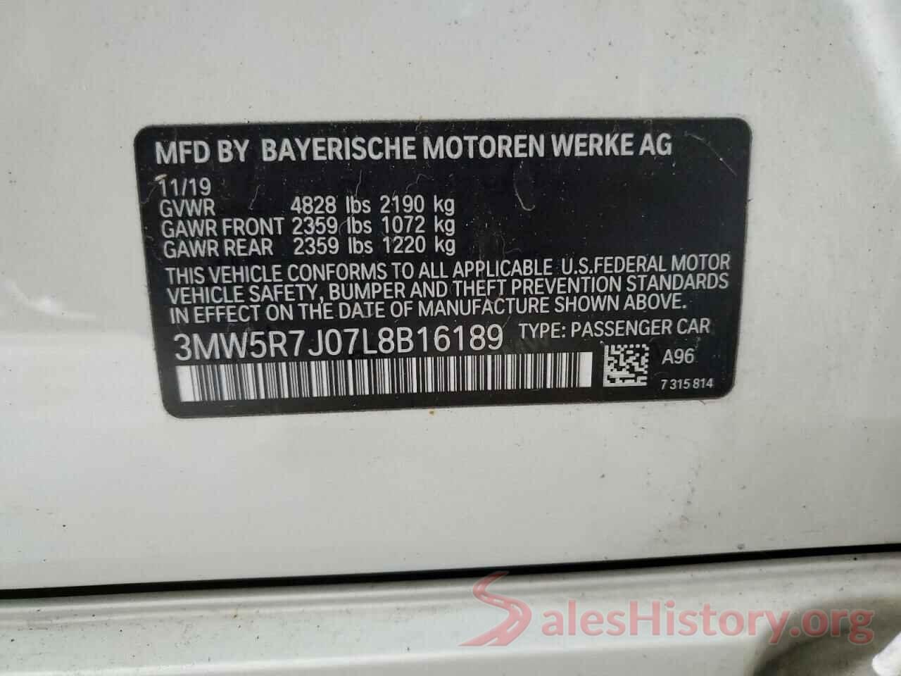 3MW5R7J07L8B16189 2020 BMW 3 SERIES