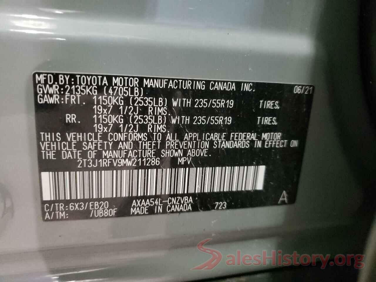 2T3J1RFV9MW211286 2021 TOYOTA RAV4