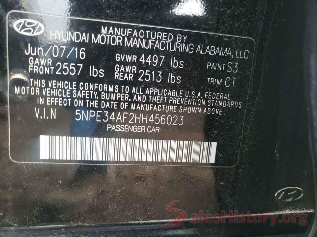 5NPE34AF2HH456023 2017 HYUNDAI SONATA