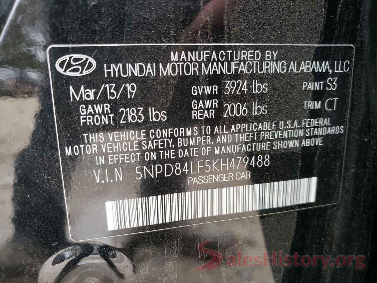 5NPD84LF5KH479488 2019 HYUNDAI ELANTRA