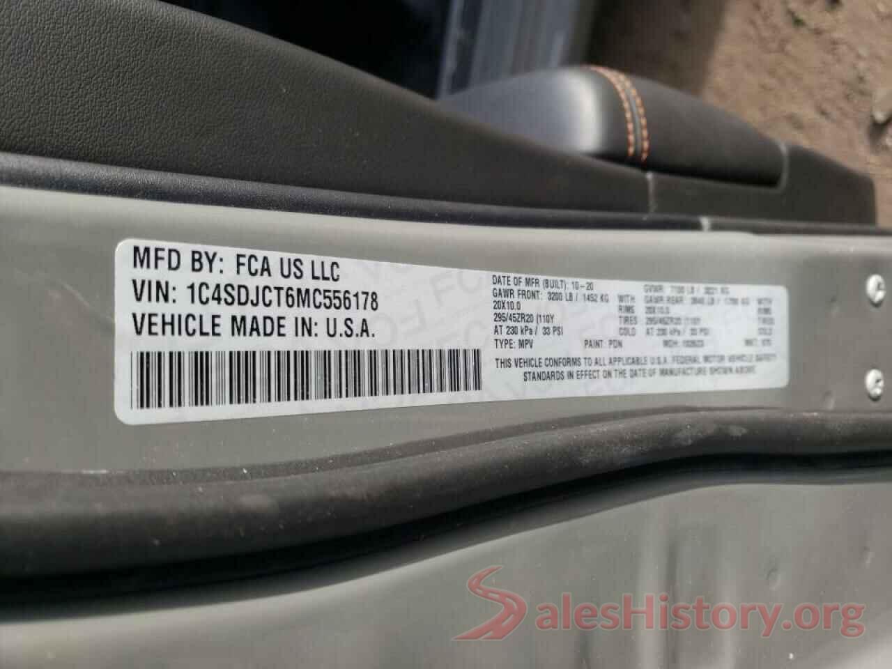 1C4SDJCT6MC556178 2021 DODGE DURANGO