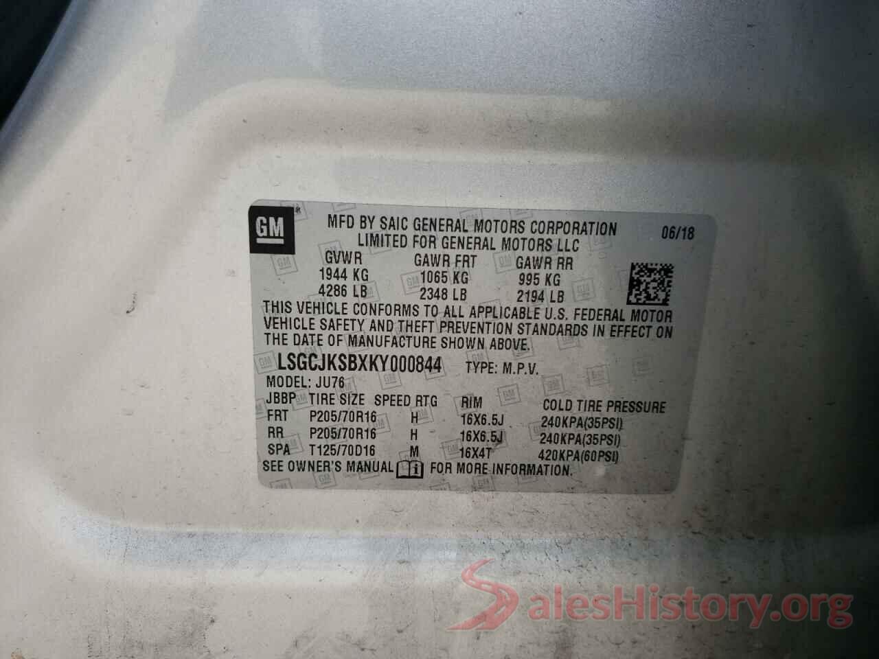 LSGCJKSBXKY000844 2019 CHEVROLET TRAX