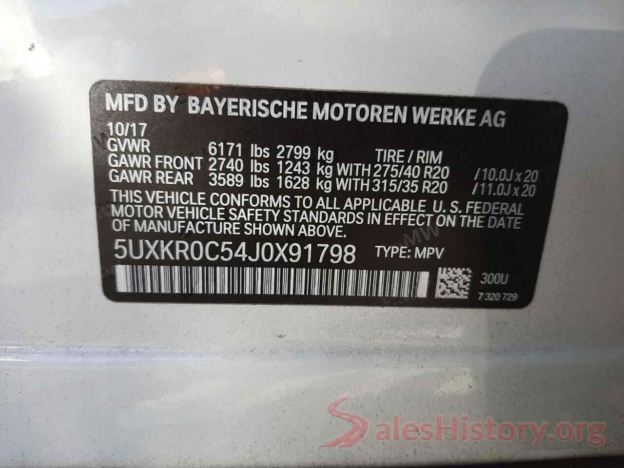 5UXKR0C54J0X91798 2018 BMW X5