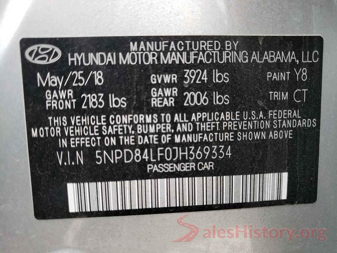 5NPD84LF0JH369334 2018 HYUNDAI ELANTRA