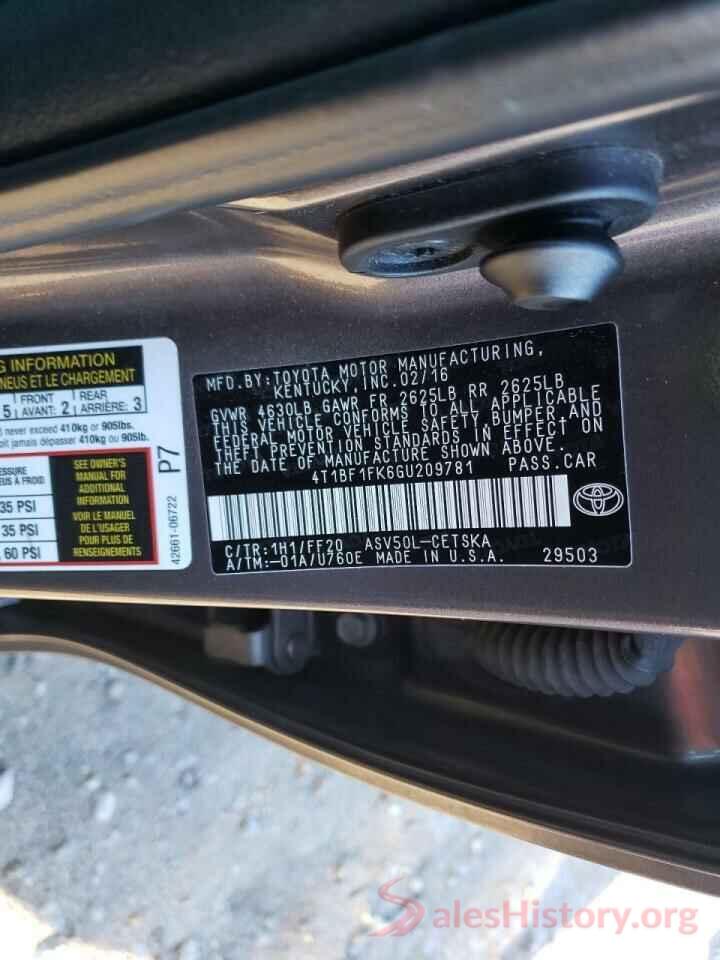 4T1BF1FK6GU209781 2016 TOYOTA CAMRY