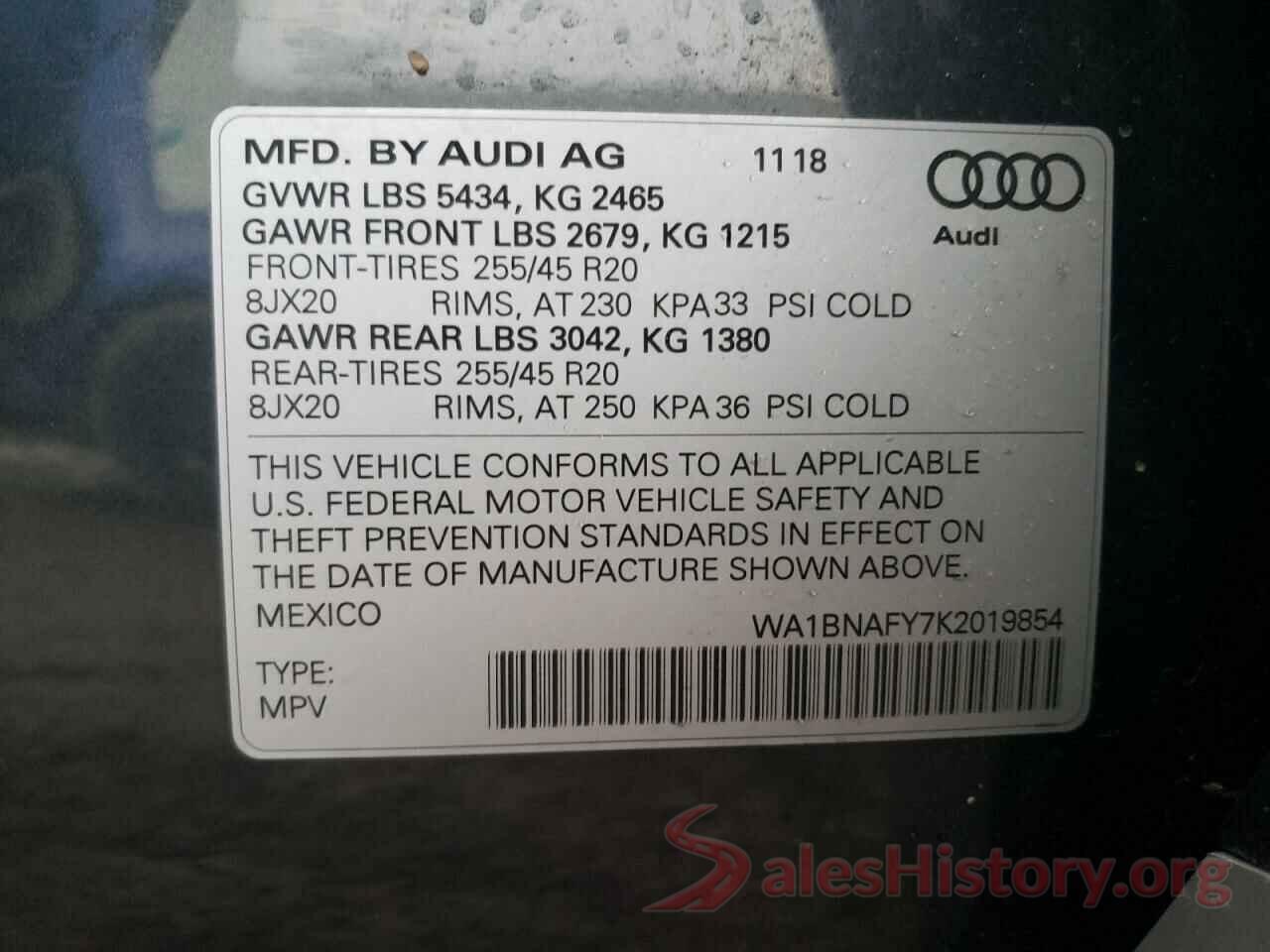 WA1BNAFY7K2019854 2019 AUDI Q5