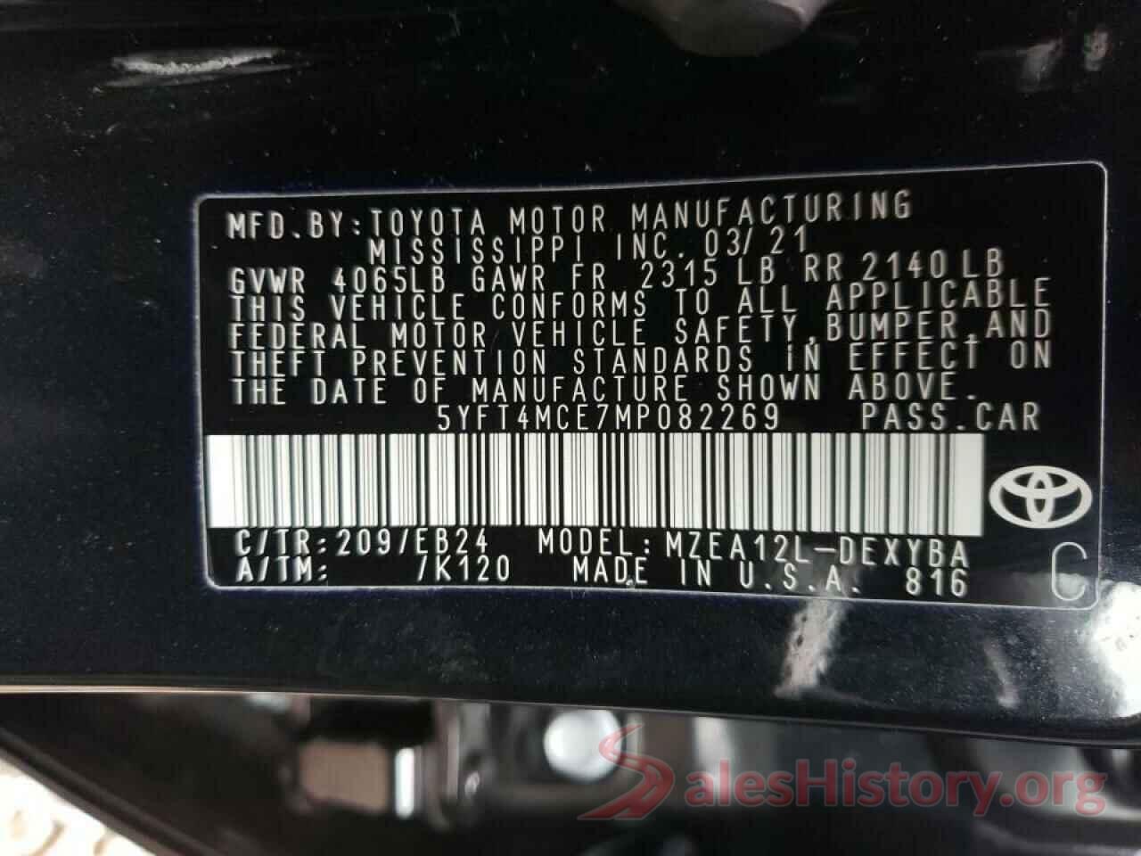 5YFT4MCE7MP082269 2021 TOYOTA COROLLA