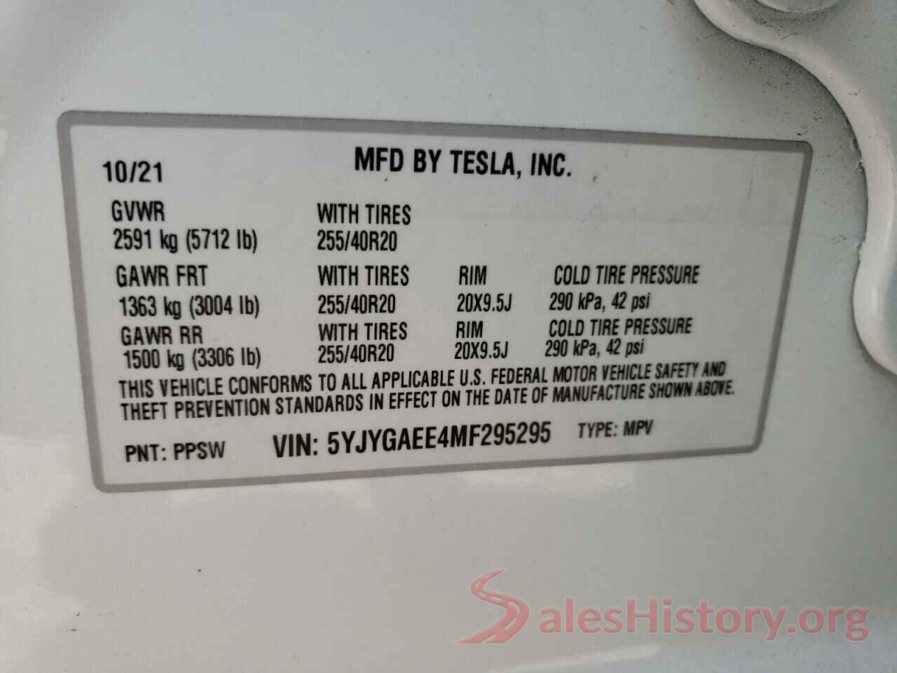 5YJYGAEE4MF295295 2021 TESLA MODEL Y