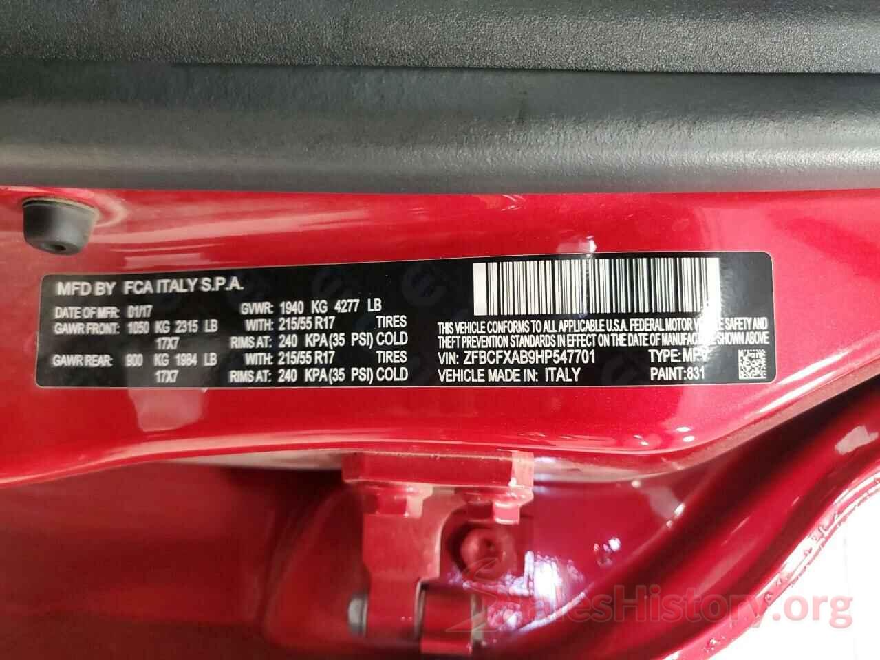 ZFBCFXAB9HP547701 2017 FIAT 500