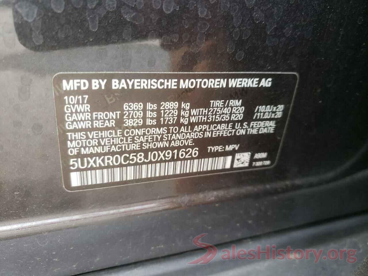 5UXKR0C58J0X91626 2018 BMW X5