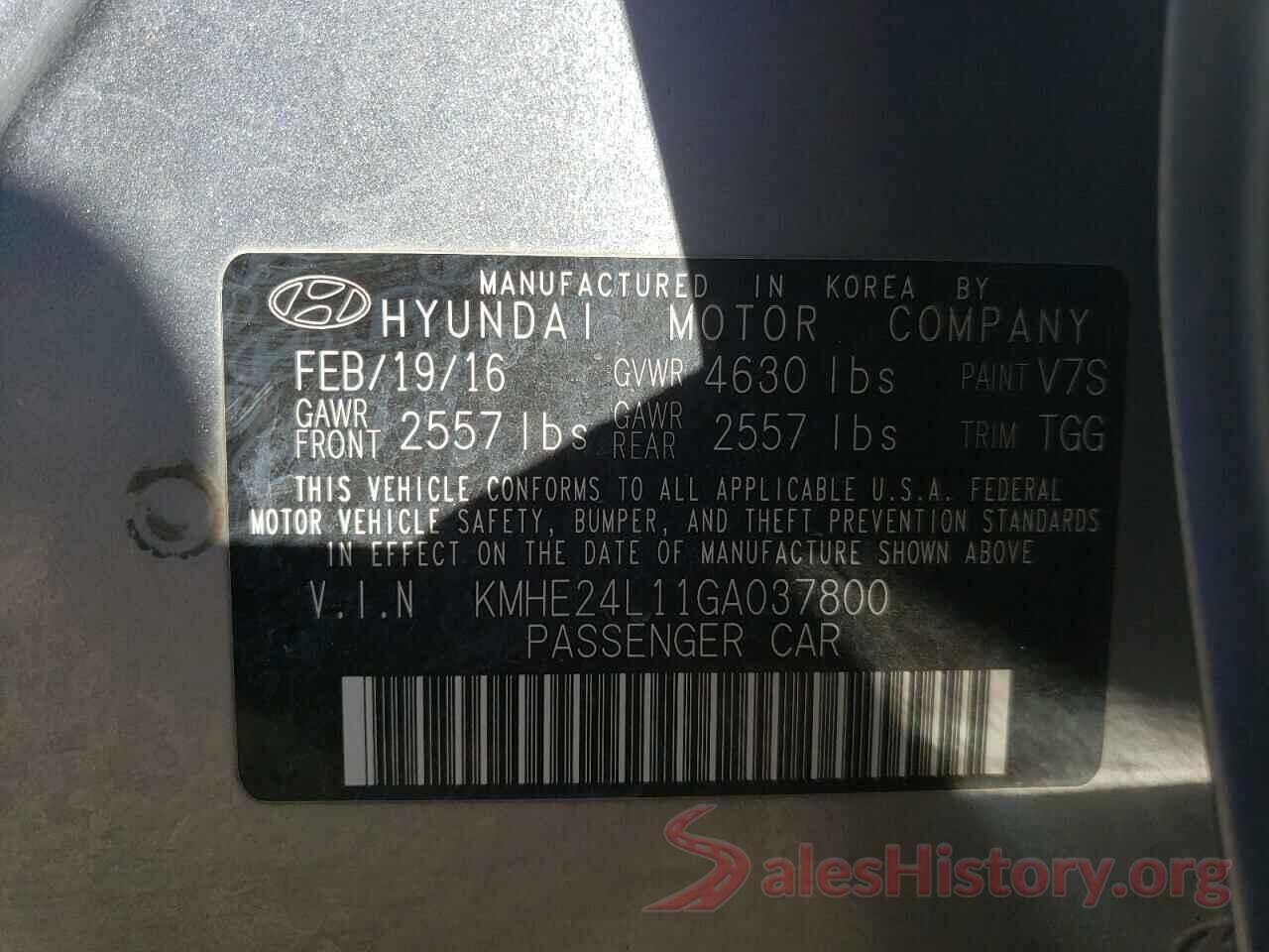 KMHE24L11GA037800 2016 HYUNDAI SONATA