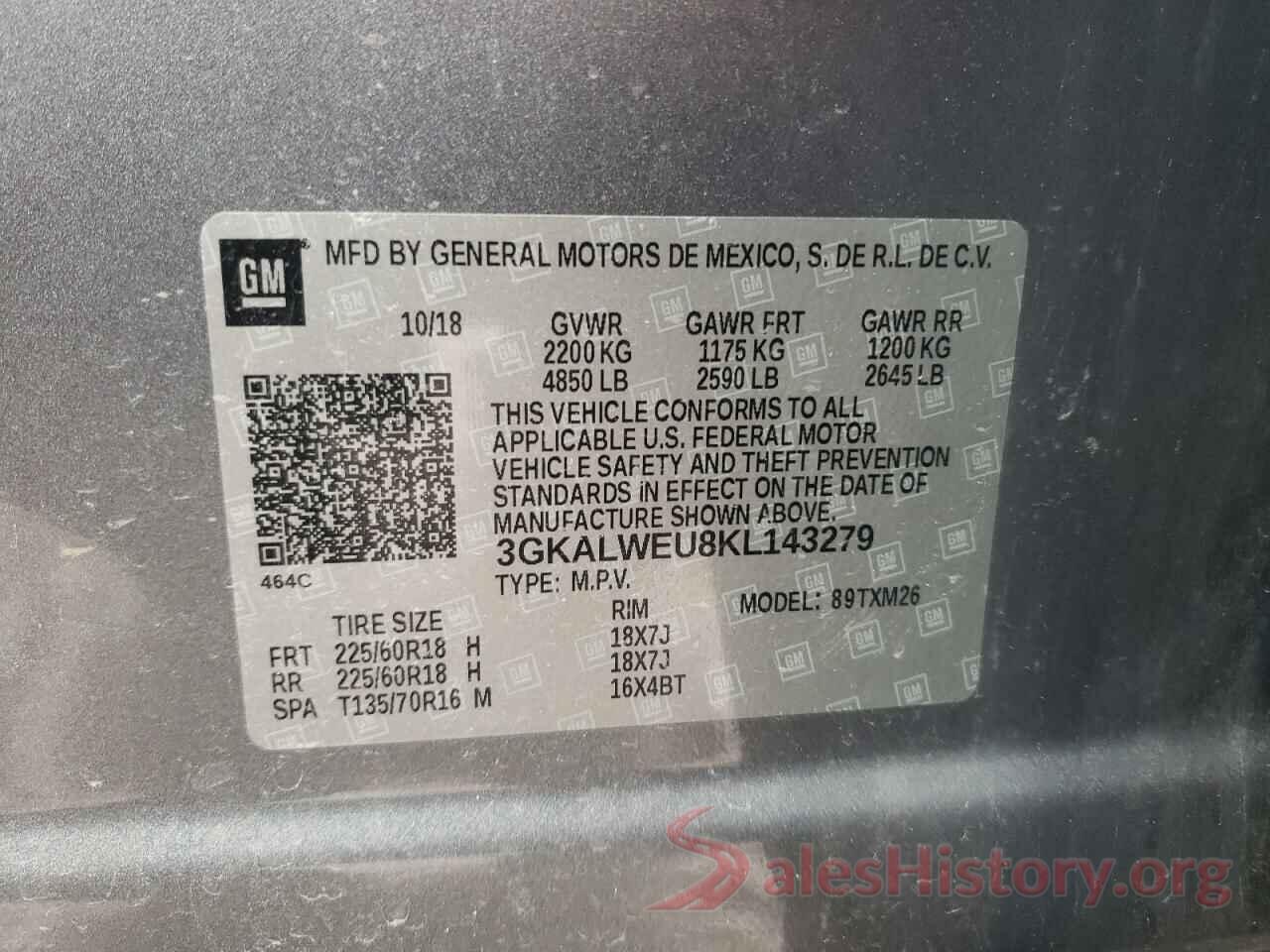 3GKALWEU8KL143279 2019 GMC TERRAIN