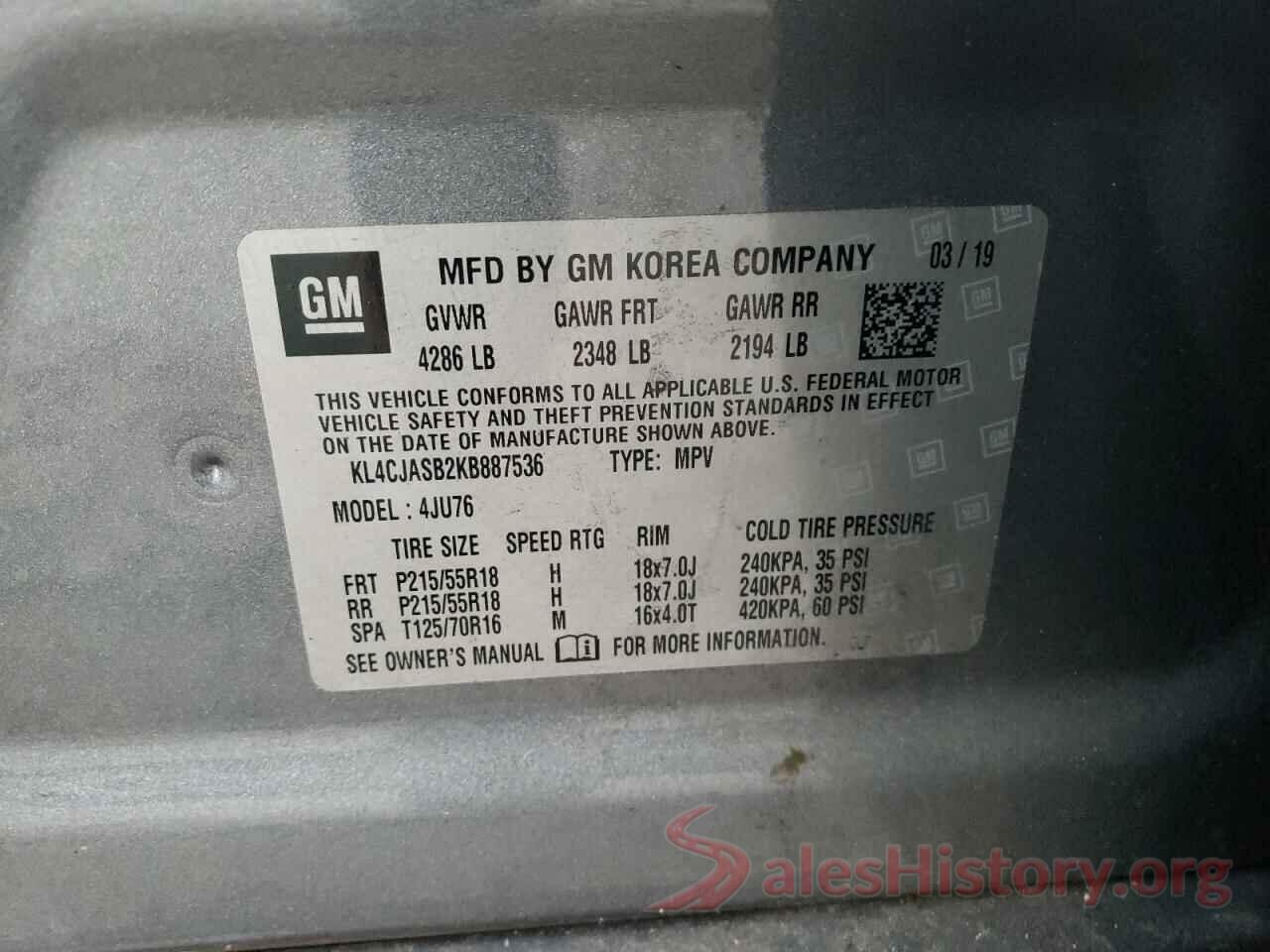 KL4CJASB2KB887536 2019 BUICK ENCORE