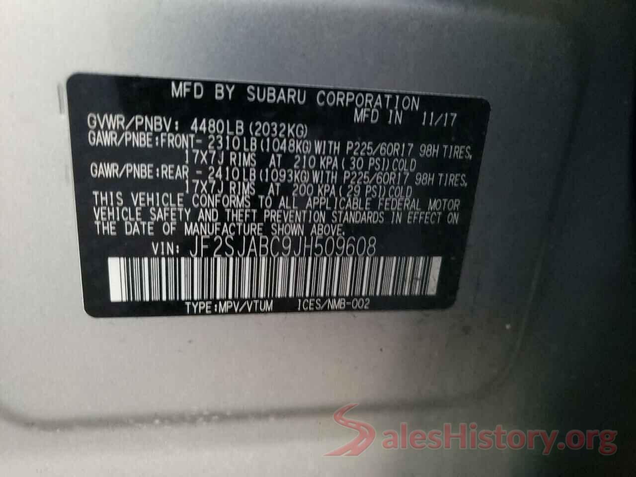 JF2SJABC9JH509608 2018 SUBARU FORESTER