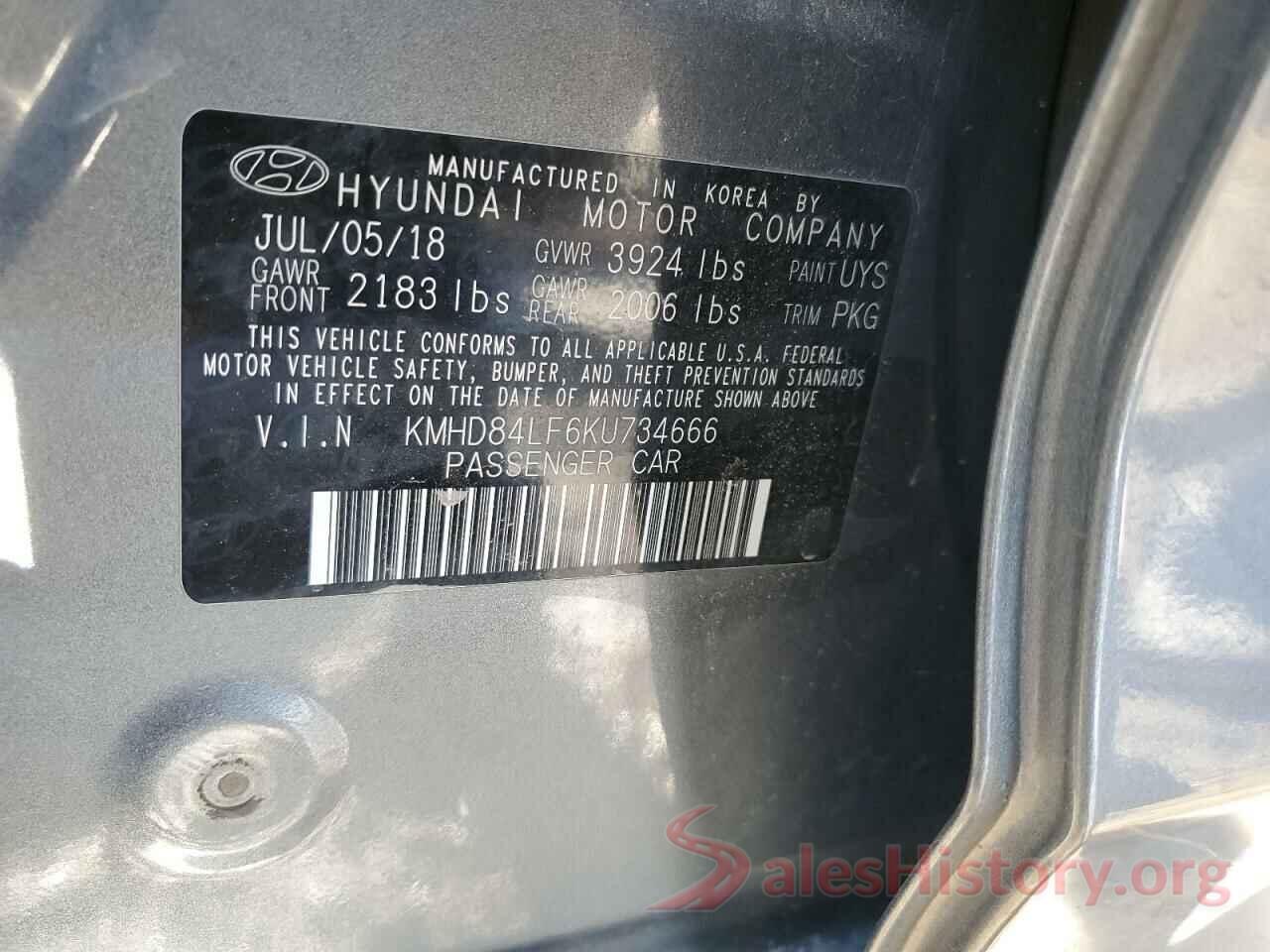 KMHD84LF6KU734666 2019 HYUNDAI ELANTRA