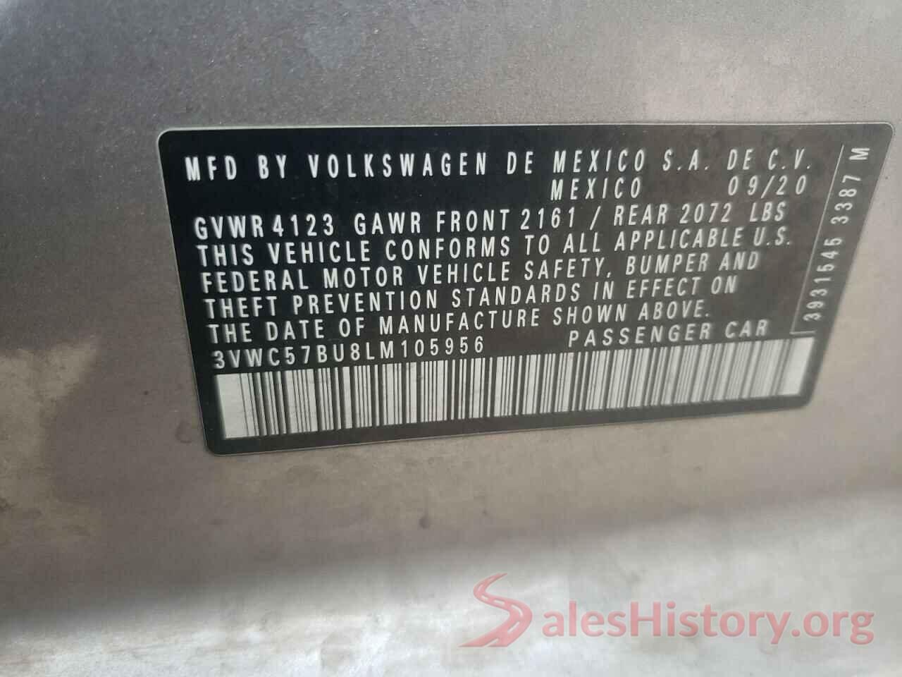 3VWC57BU8LM105956 2020 VOLKSWAGEN JETTA