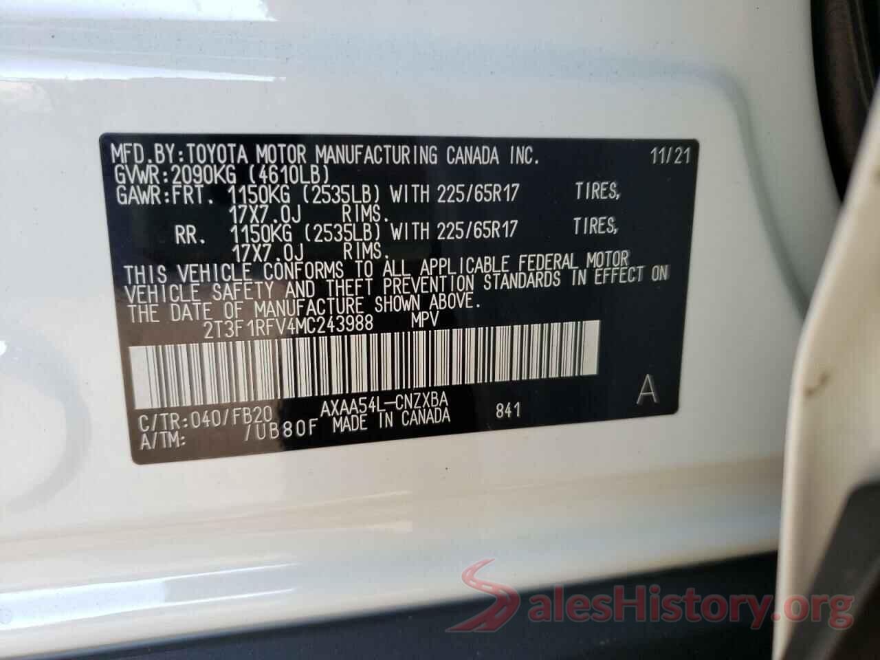 2T3F1RFV4MC243988 2021 TOYOTA RAV4