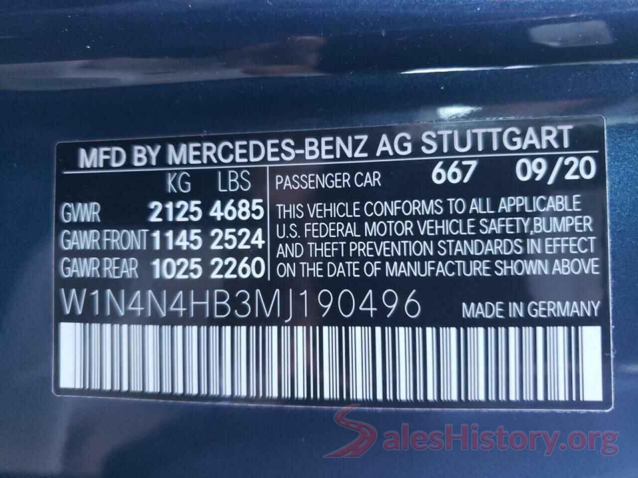 W1N4N4HB3MJ190496 2021 MERCEDES-BENZ GLA-CLASS