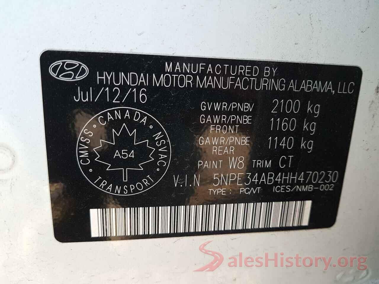 5NPE34AB4HH470230 2017 HYUNDAI SONATA