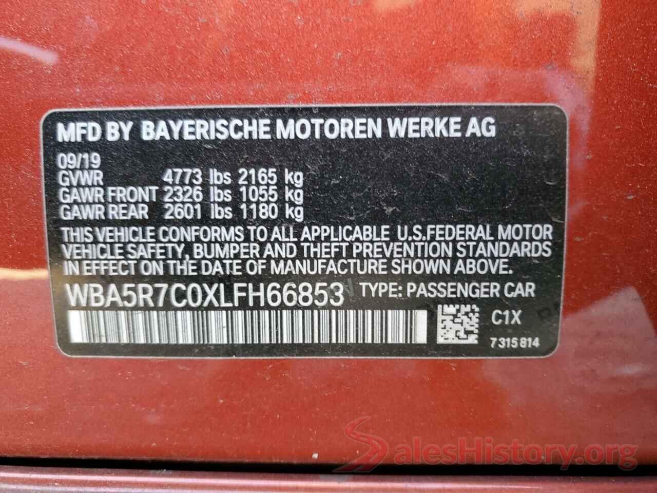 WBA5R7C0XLFH66853 2020 BMW 3 SERIES