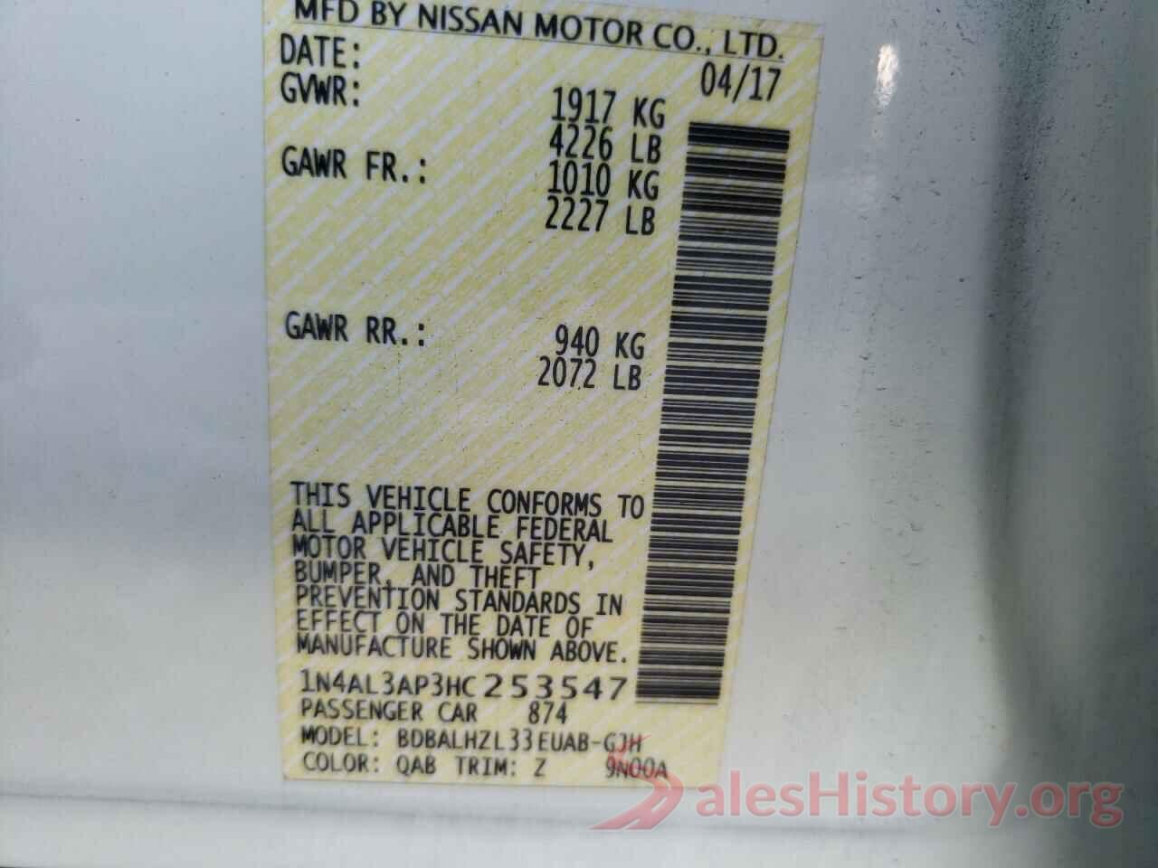 1N4AL3AP3HC253547 2017 NISSAN ALTIMA