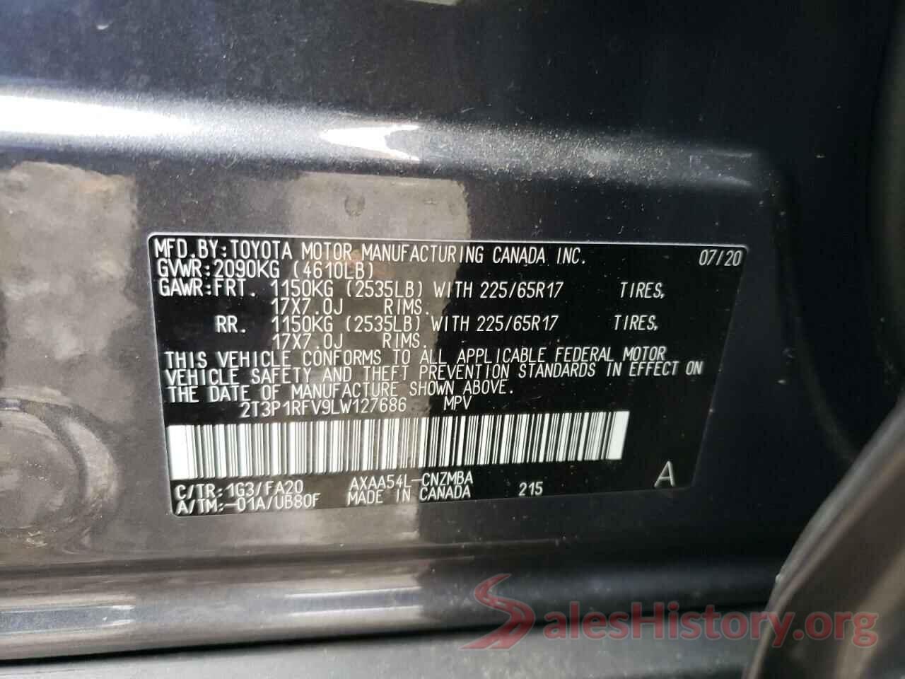 2T3P1RFV9LW127686 2020 TOYOTA RAV4