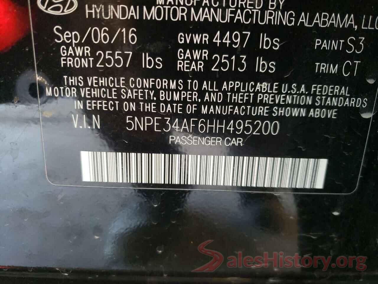 5NPE34AF6HH495200 2017 HYUNDAI SONATA