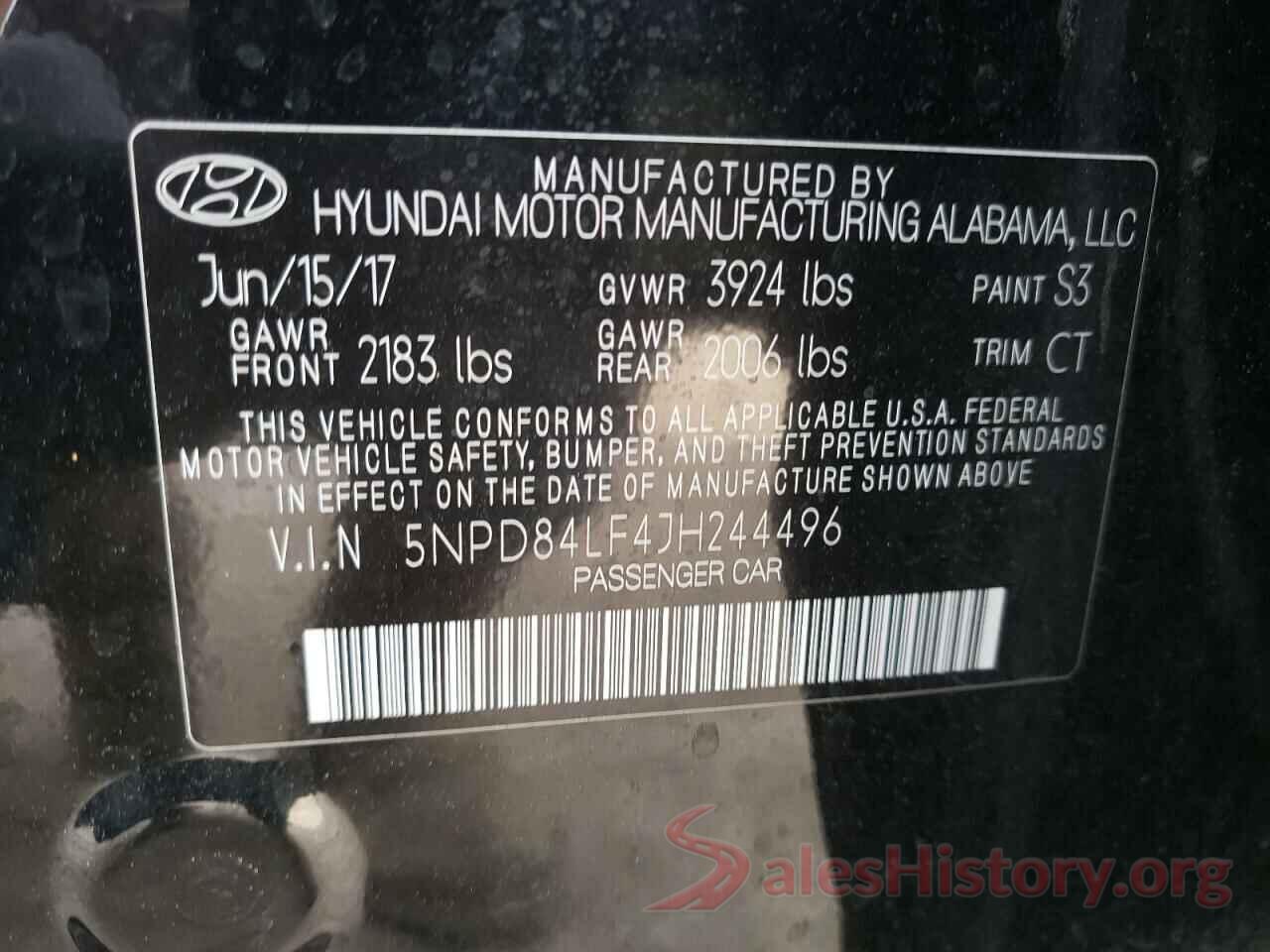 5NPD84LF4JH244496 2018 HYUNDAI ELANTRA