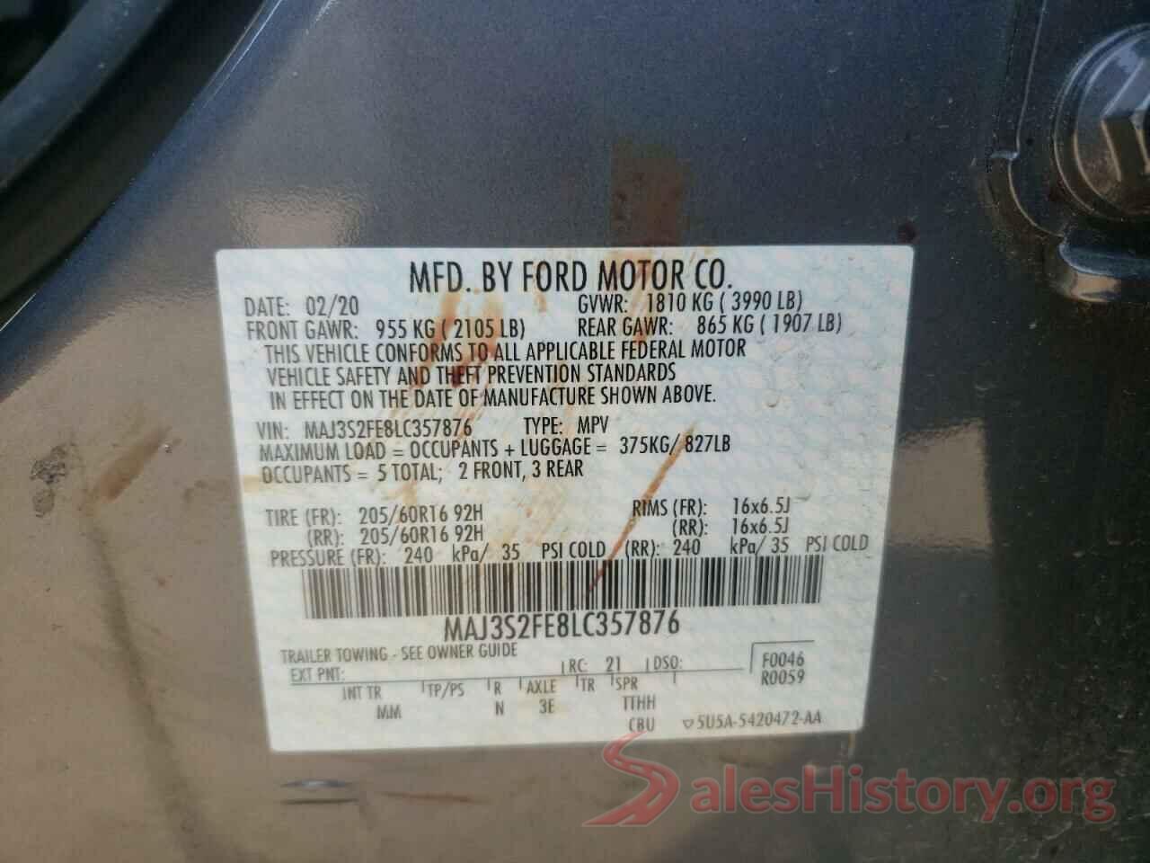 MAJ3S2FE8LC357876 2020 FORD ALL OTHER