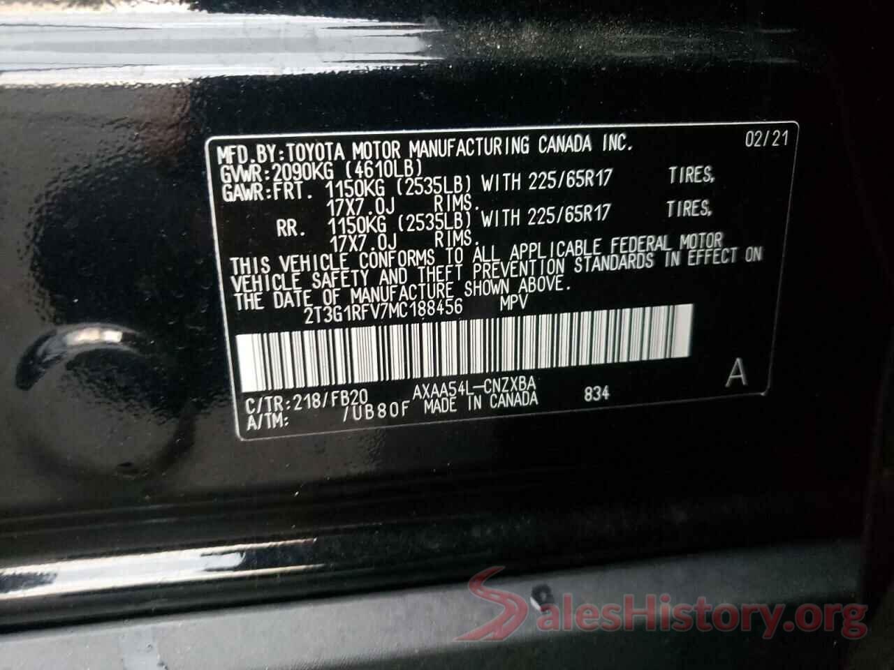 2T3G1RFV7MC188456 2021 TOYOTA RAV4