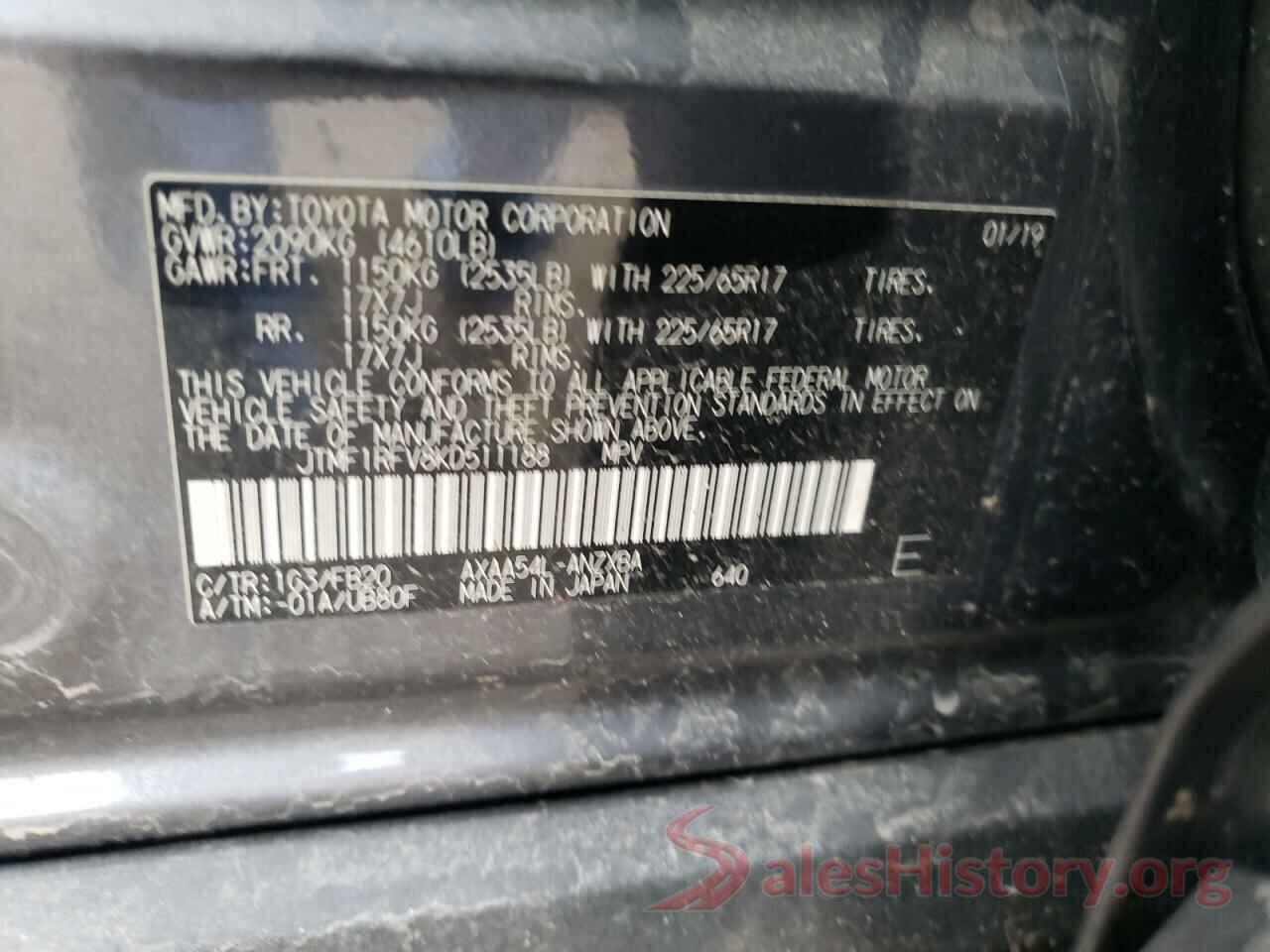 JTMF1RFV8KD511188 2019 TOYOTA RAV4