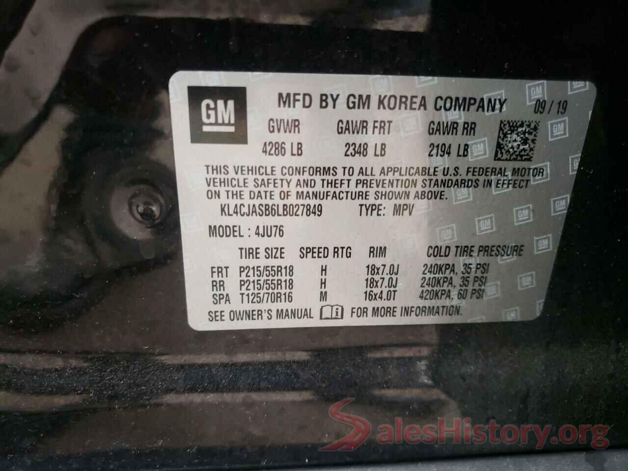 KL4CJASB6LB027849 2020 BUICK ENCORE