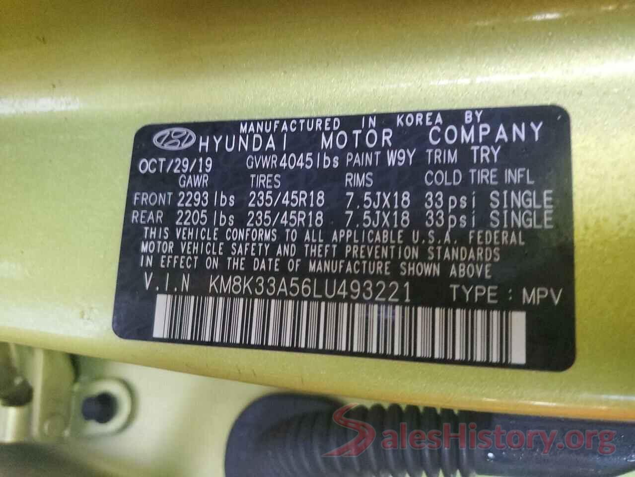 KM8K33A56LU493221 2020 HYUNDAI KONA