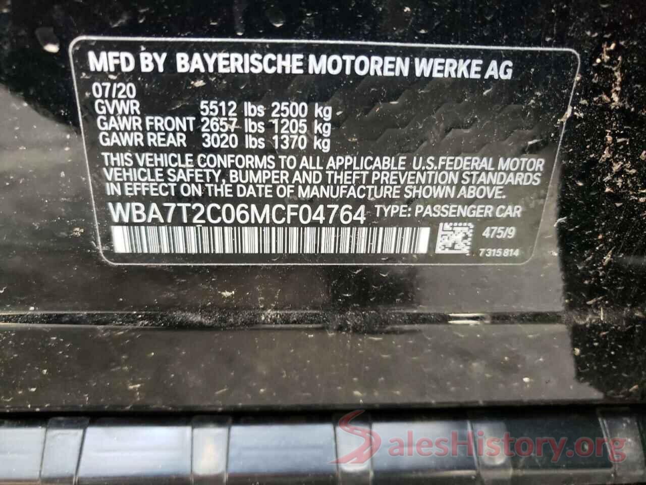 WBA7T2C06MCF04764 2021 BMW 7 SERIES