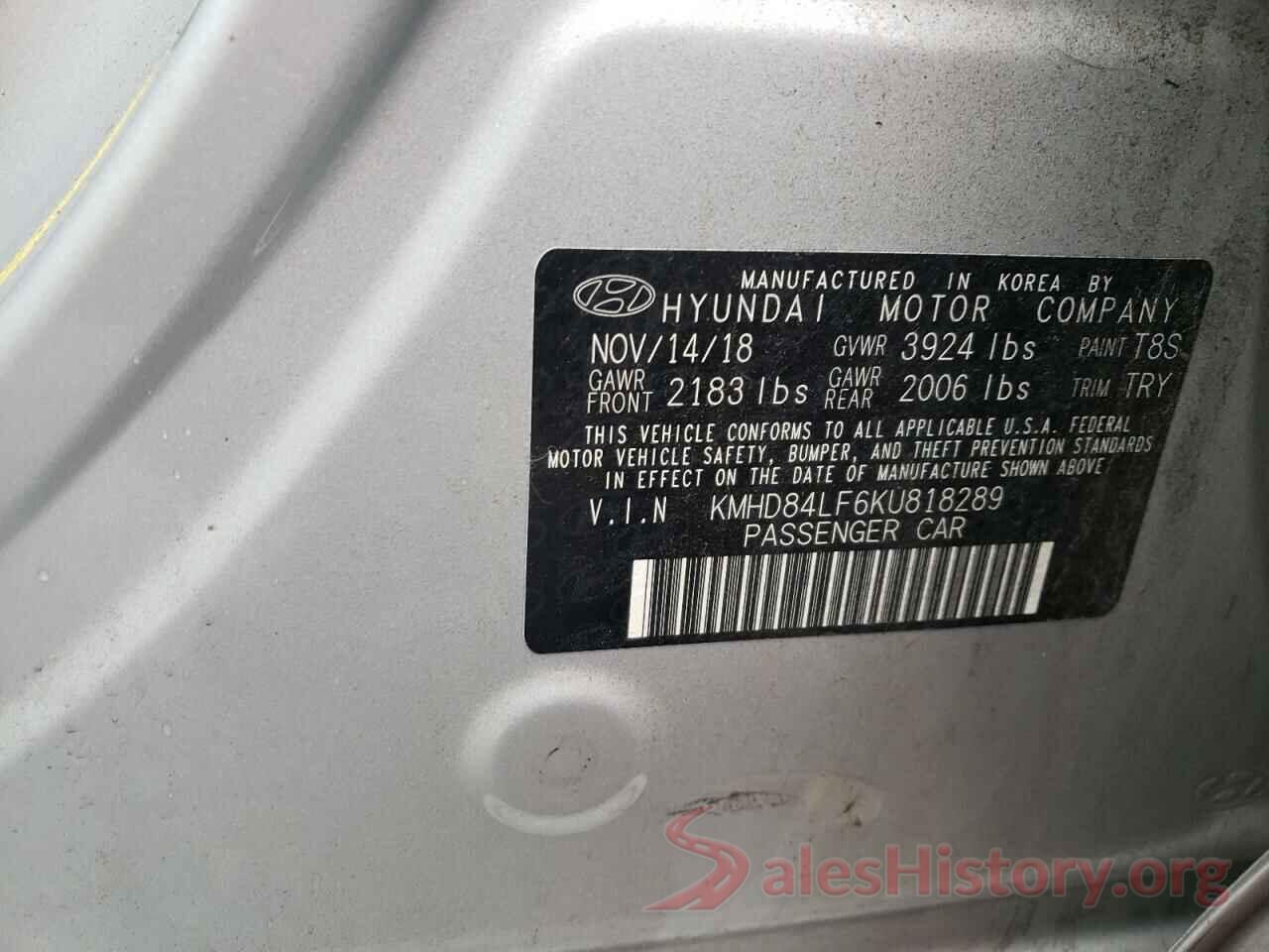 KMHD84LF6KU818289 2019 HYUNDAI ELANTRA