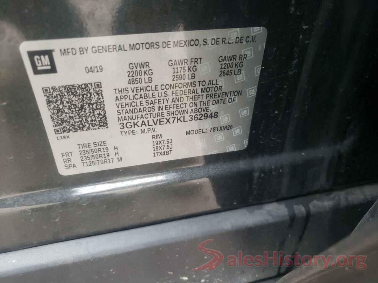 3GKALVEX7KL362948 2019 GMC TERRAIN