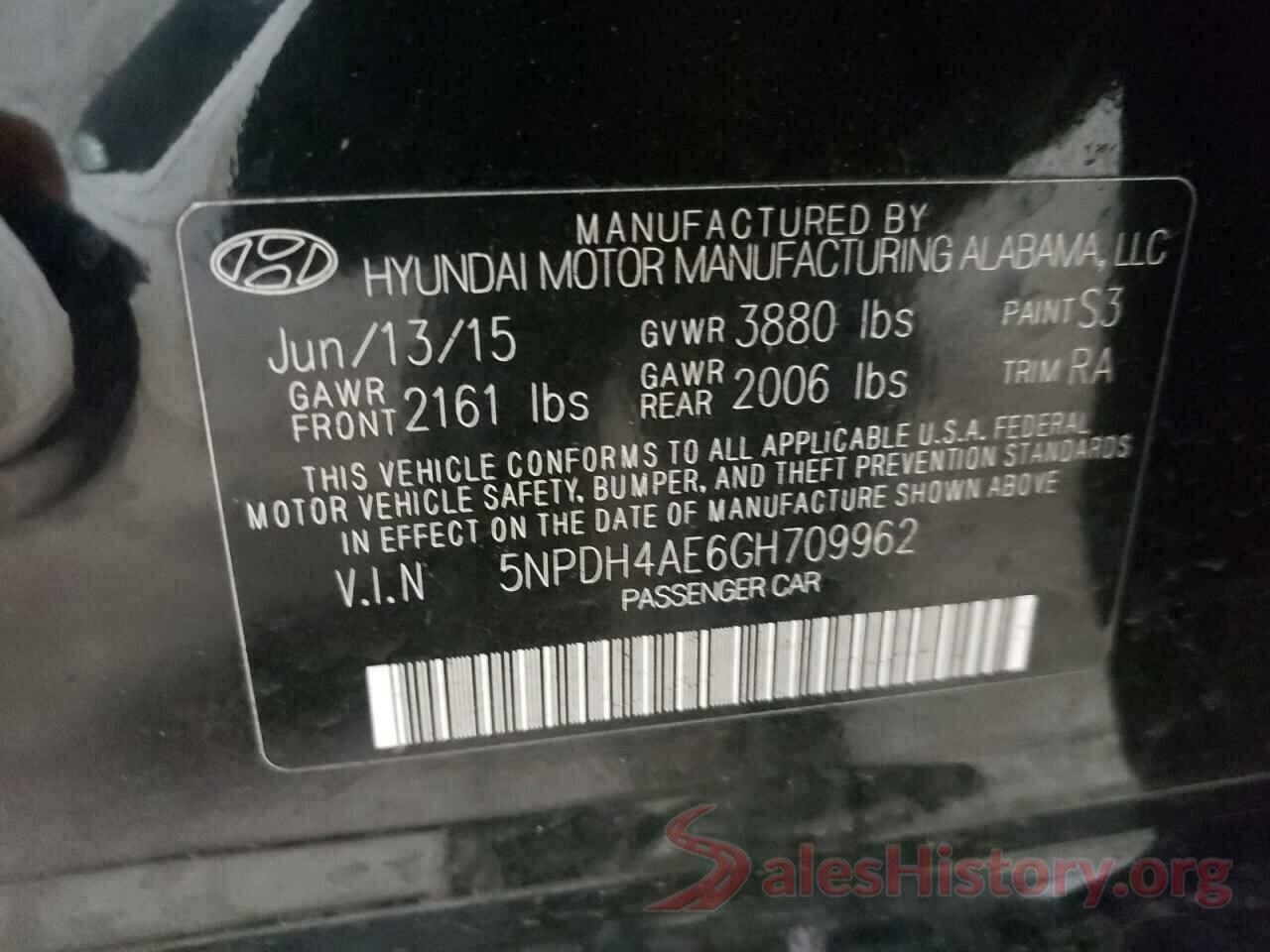 5NPDH4AE6GH709962 2016 HYUNDAI ELANTRA