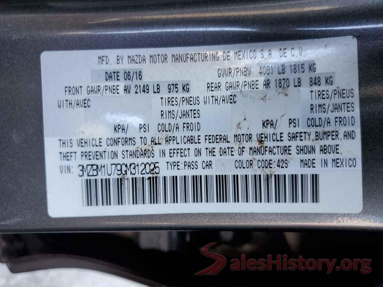 3MZBM1U79GM312025 2016 MAZDA 3