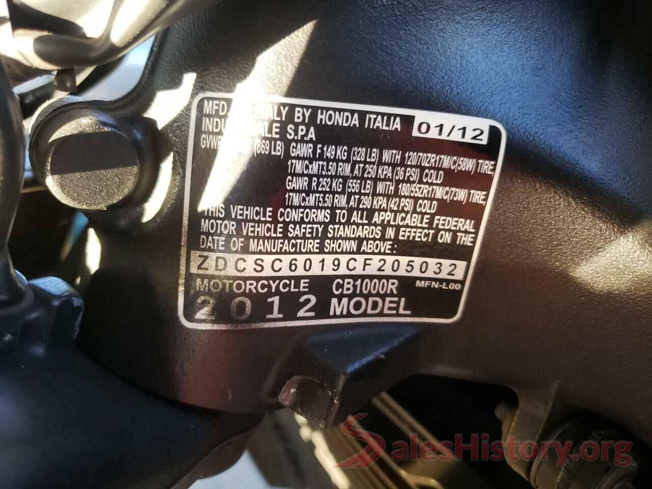 ZDCSC6019CF205032 2012 HONDA CB CYCLE