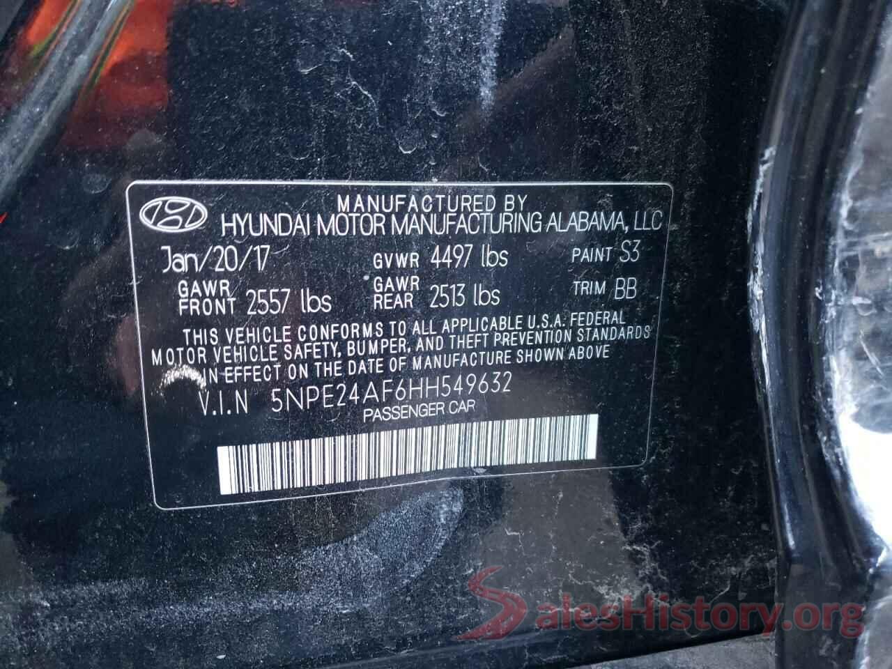 5NPE24AF6HH549632 2017 HYUNDAI SONATA